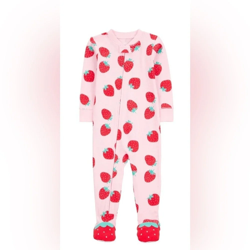 Child of Mine by Carters Baby Girls Pajama Pink Sz 12M Footed Sleeper One Piece